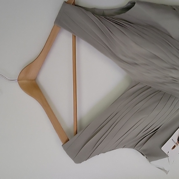 Happy Wedding Gown Gray Green Front Slit Adjustable Laced Back Fully Lined New - Picture 2 of 16